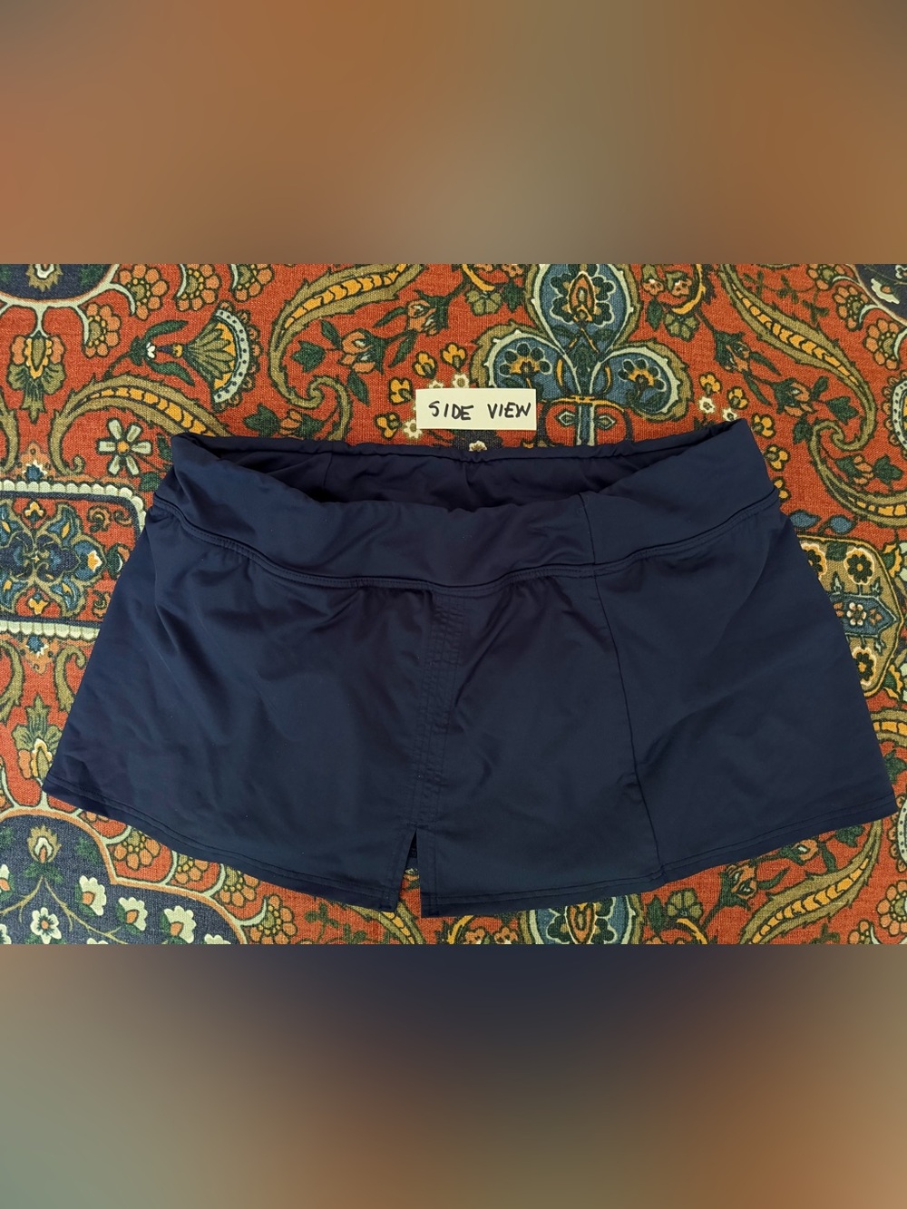 Lands' End Navy Active Swim Skirt UPF 50 & chlorine resistant performance fabric - Picture 3 of 7